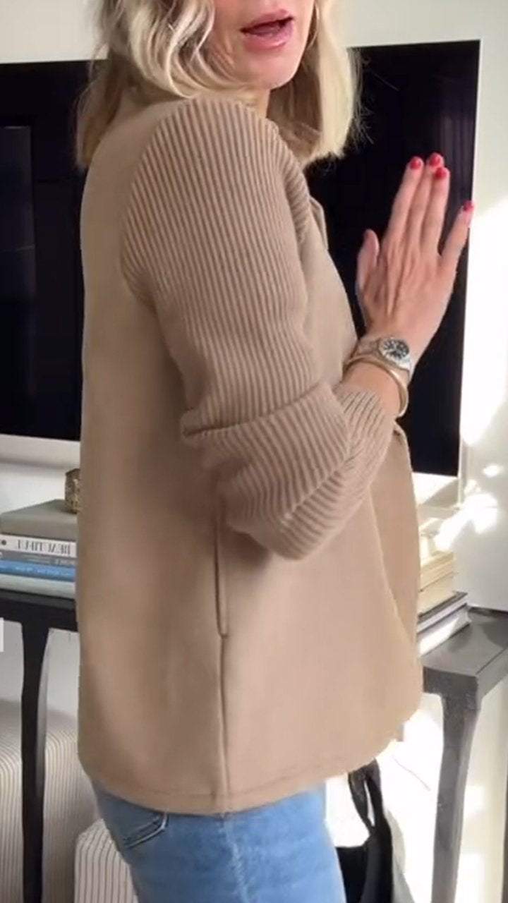Amora | Elegant Knit-Sleeve Blazer - Savile & Sage