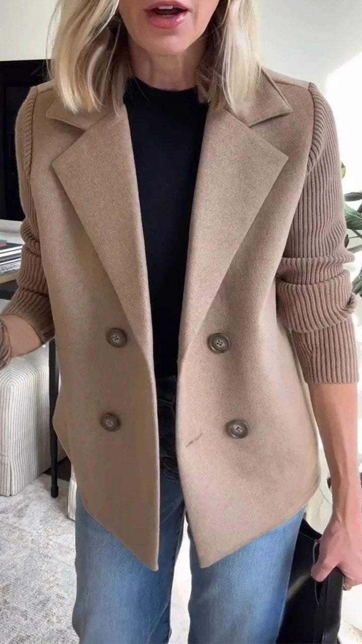 Amora | Elegant Knit-Sleeve Blazer - Savile & Sage