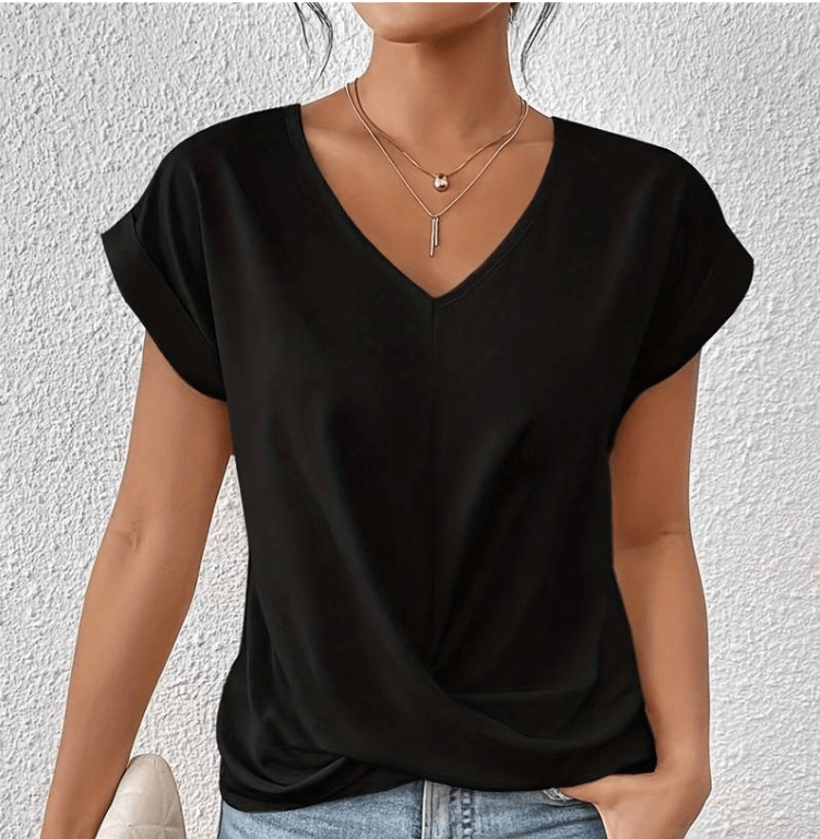 Luna | Tummy tucking V-neck top - Savile & Sage