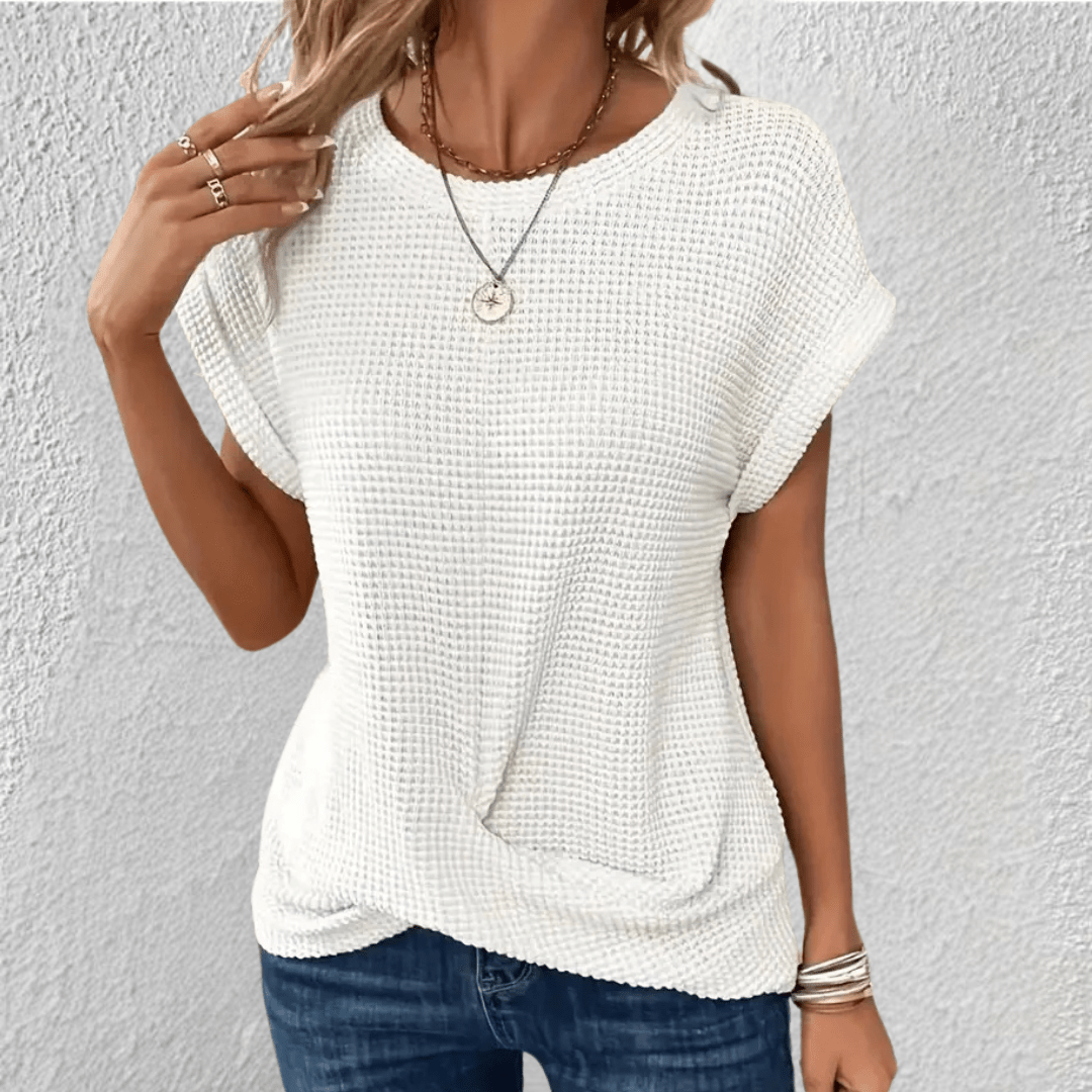 Luna | Tummy Tucking Waffle-knit top - Savile & Sage