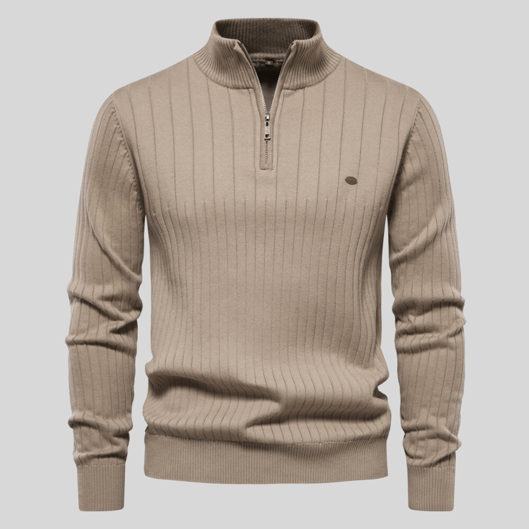 Maddox | Ribbed Zip-Neck Men’s Sweater - Savile & Sage