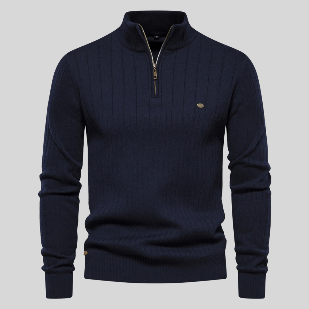 Maddox | Ribbed Zip-Neck Men’s Sweater - Savile & Sage