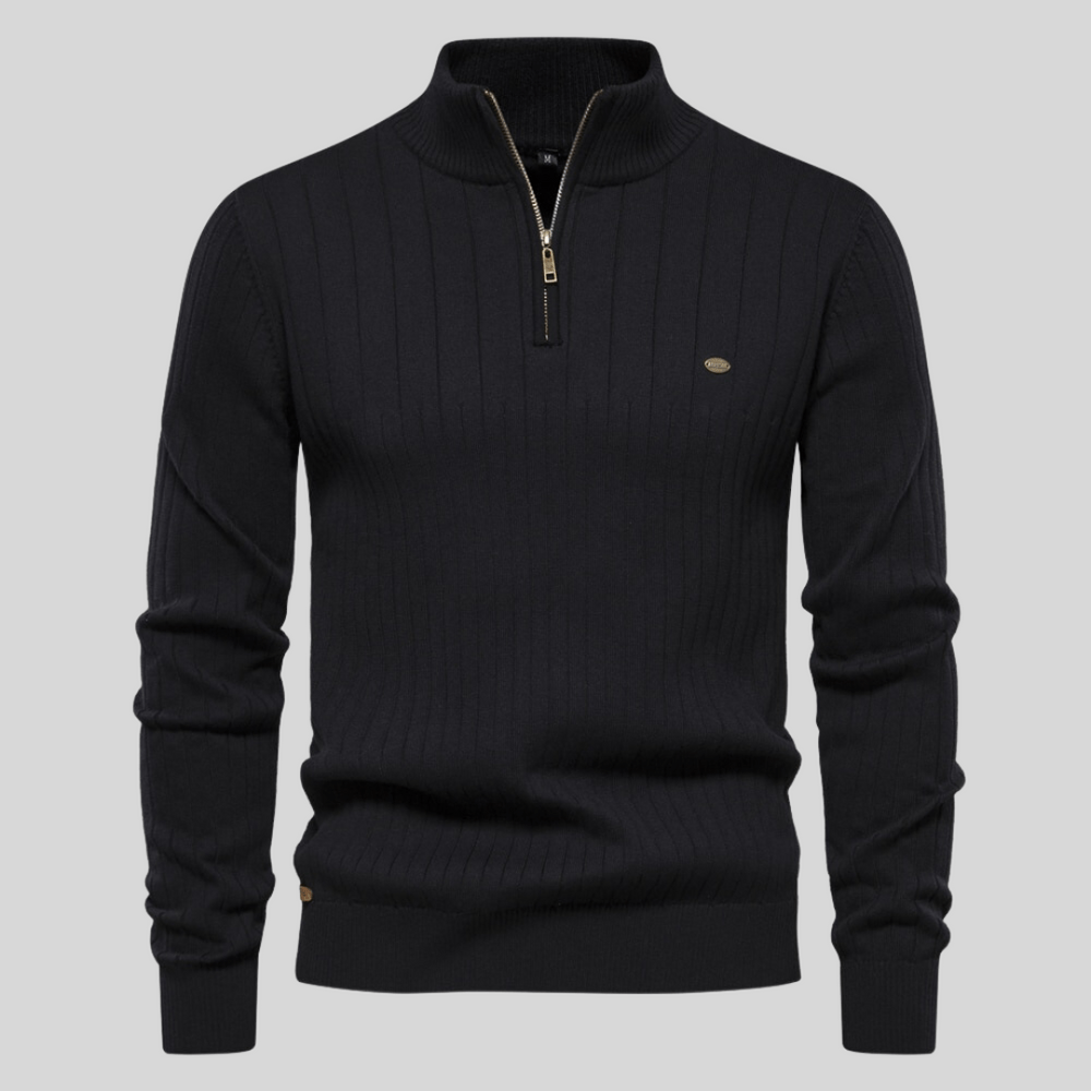 Maddox | Ribbed Zip-Neck Men’s Sweater - Savile & Sage