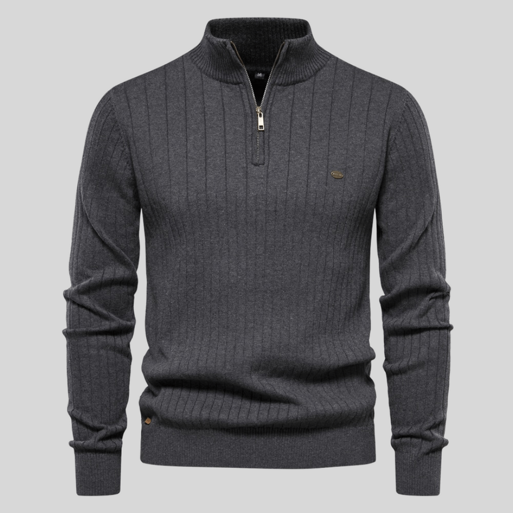 Maddox | Ribbed Zip-Neck Men’s Sweater - Savile & Sage