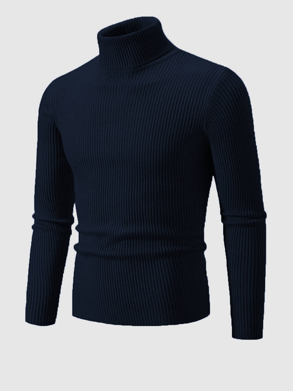 Men's Solid Color Striped Textured Turtleneck Sweater - Savile & Sage