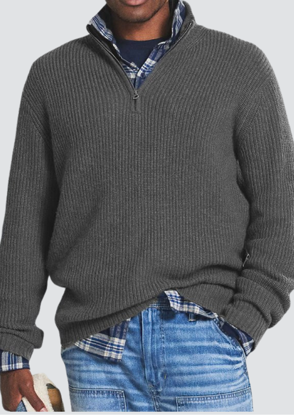 RON -  Quarter Zip Sweater with stretch
